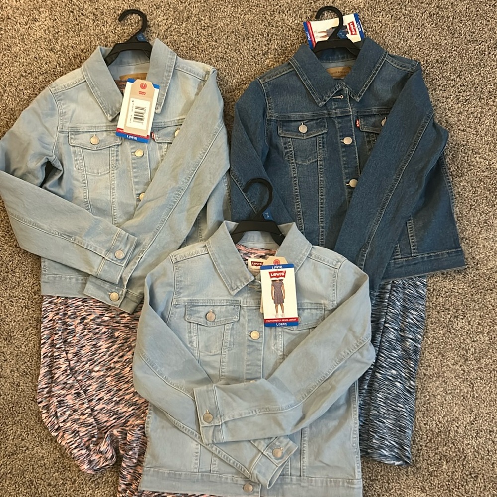 two piece youth dress and denim jacket, girls size Large 10/12